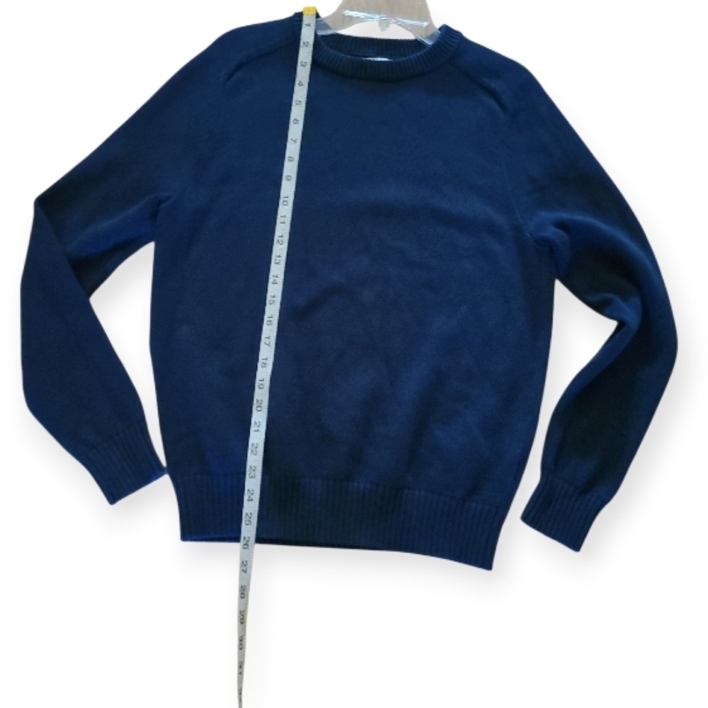 J. Crew Hand Knit Crewneck Sweater Navy Blue Fishermans 100% Cotton - Picture 15 of 17